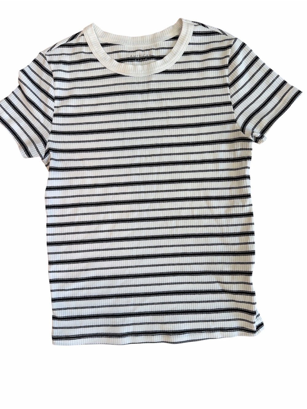 American Eagle Ribbed Short Sleeve Tshirt Black white stripes women’s small